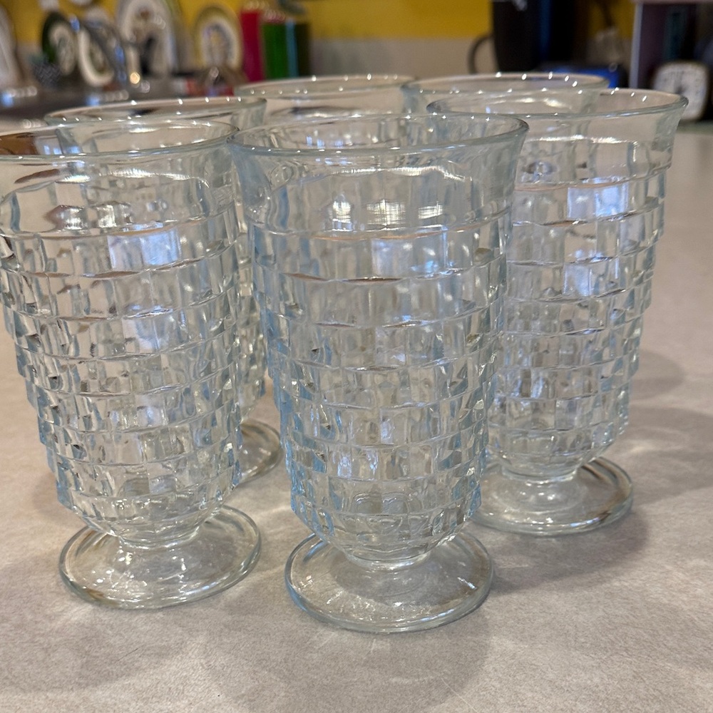1970s Vintage Indiana Glass Colony Whitehall Clear Iced Tea Glasses.